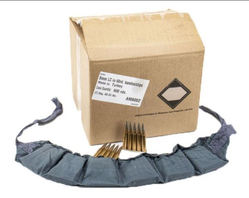 900RD CASE SURPLUS CORROSIVETURKISH AMMO 8MM 196GR FMJBT 