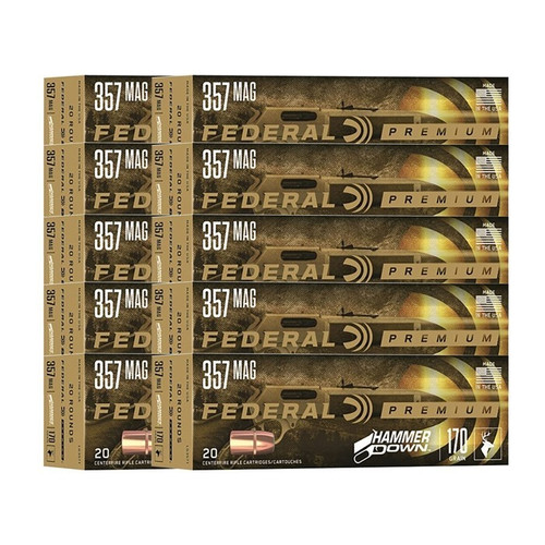 Federal 357 Magnum 170gr Ammo Bonded Hollow Point Ammunition - 200 Rounds