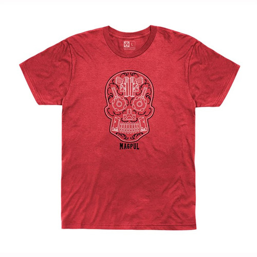 SUGAR SKULL BLEND T-SHIRT SM RED HEATHER