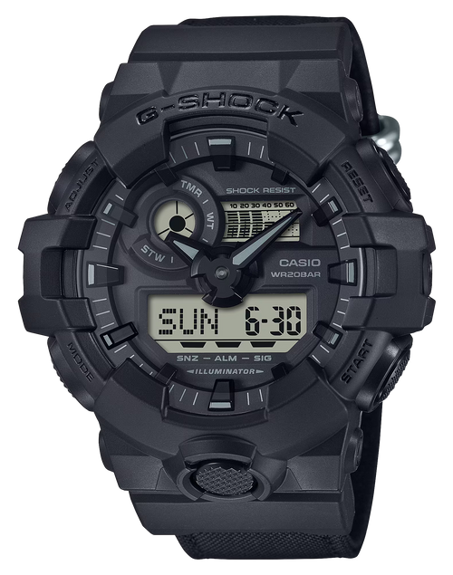 GSHOCK GA700BCE1ACR  ANALOG DIGITAL/NYLON ST  BLK