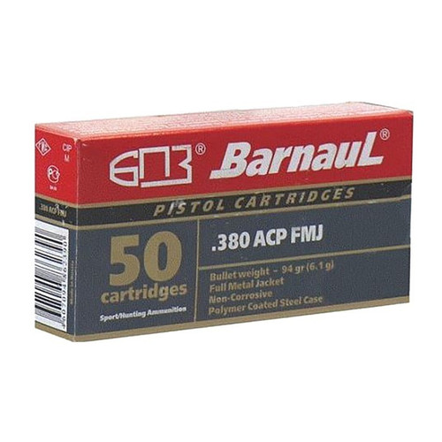 Barnaul Ammo .380 ACP Ammo 94gr FMJ Ammunition - 50 Rounds