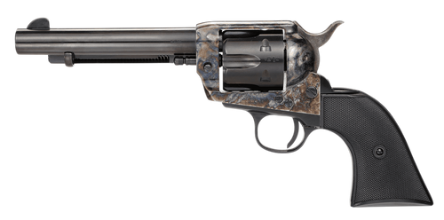 Taylors & Company 200110 1873 Pietta 9mm Luger 6 Shot 5.50" Blued Round Barrel, Blued Cylinder, Color Case Hardened Steel Frame, Black Checkered Plastic Navy Grip, Manual Safety, Exposed Hammer