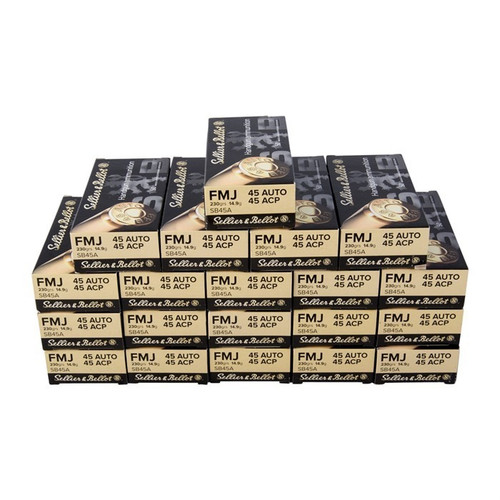 Sellier & Bellot 45 ACP Ammo 230gr FMJ Ammunition - 1000 Rounds
