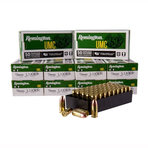 Remington 9mm Luger Ammo 115gr FMJ Ammunition - 500 Rounds