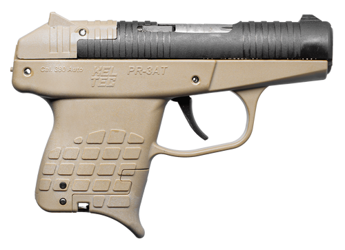 SALE TODY ONLY Kel-Tec PR3ATTAN10 PR-3AT Compact Frame 380 ACP 10+1 2.85" Black Rotating Barrel Shroud, Tan Polymer Frame