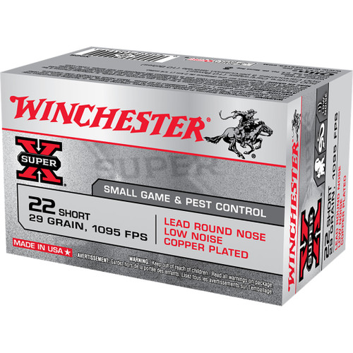 Winchester .22 Short Ammo 29gr LRN Ammunition - 50 Rounds