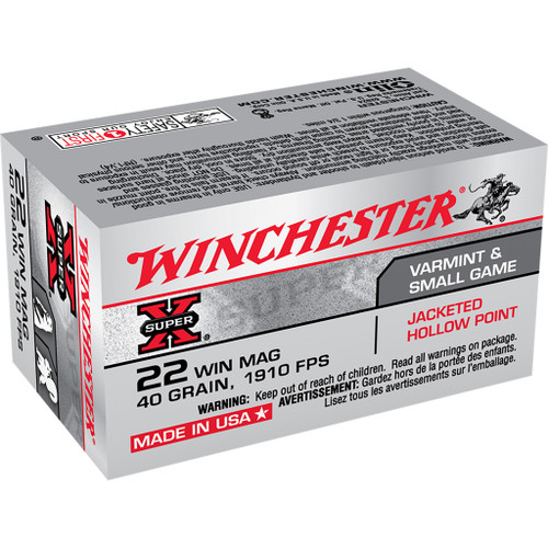 Winchester .22 WMR Ammo 40gr JHP Ammunition - 50 Rounds