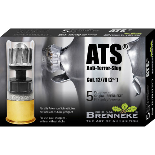 Brenneke 12 Gauge Ammo 1 oz Rifled Slug Ammunition - 5 Rounds