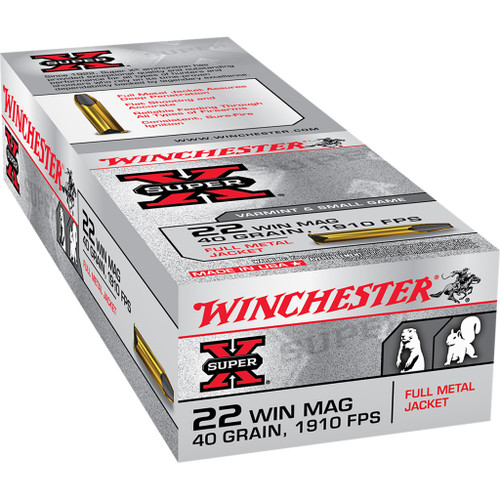 Winchester .22 WMR Ammo 40gr FMJ Ammunition - 50 Rounds