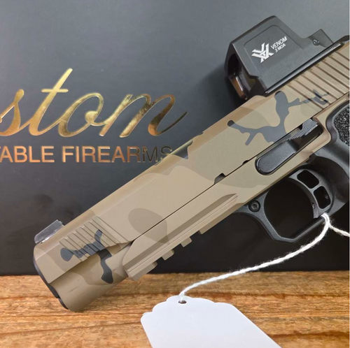 Kimber 1911 CNCDMCWAR DS Warrior w/Optic Exclusive 9mm 13+1 5" Stainless Steel Serrated w/Optic Slide Desert Multicam Stainless Steel Frame w/Picatinny Rail Carbon Fiber Grip Vortex Viper 3 MOA Red Dot