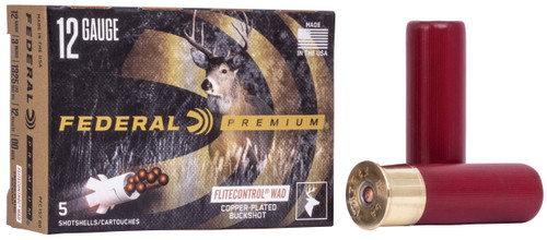 Federal 12 Gauge Ammo #00 Buckshot Ammunition - 5 Rounds