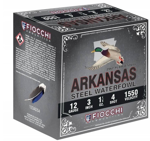 Fiocchi 12 Gauge Ammo 3" 1-1/5 oz #4 Steel Ammunition - 100 Rounds
