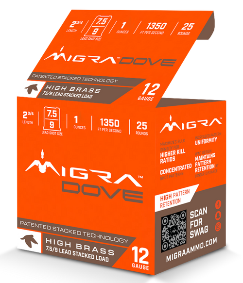 Migra 12 Gauge Ammo 1 oz #7.5 Lead Ammunition - 25 Rounds