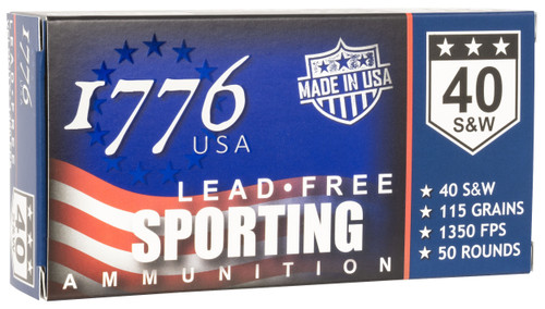 1776 USA .40 S&W Ammo 115gr Lead Free Ammunition - 50 Rounds