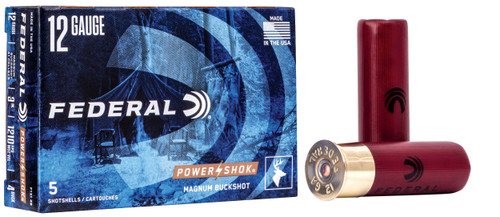 Federal 12 Gauge Ammo 4 Buck Lead Ammunition - 5 Rounds