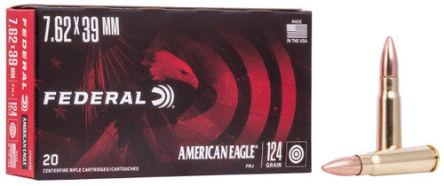 Federal 7.62X39mm Ammo 124gr FMJ Ammunition - 20 Rounds