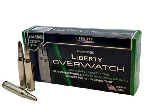Liberty Ammunition 5.56x45mm NATO Ammo 77gr Solid Hollow Point Ammunition - 20 Rounds