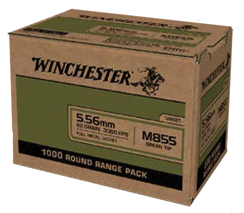Winchester 5.56x45mm NATO Ammo 62gr FMJBT Ammunition - 1000 Rounds Sold by the case
