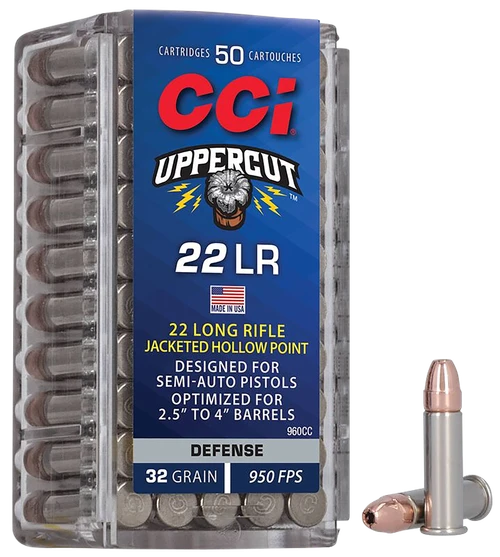 CCI 960CC Uppercut Defense 22LR 32gr Jacketed Hollow Point 50 Per Box