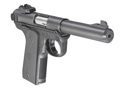 In stock Ruger 40187 Mark IV 22/45 22 LR 10+1, 5.50" Stainless Bull Barrel, Blued Drilled & Tapped Steel Receiver & Polymer Frame, Black Checkered Polymer Grip Ambidextrous