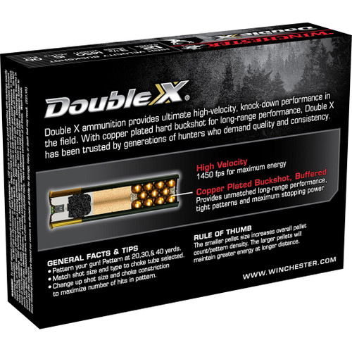 Winchester Double X 12 Gauge 3-1/2" 00 Buck Copper Plated Lead Shotshell Ammo - 5 Rounds