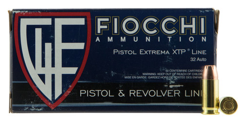 Fiocchi 32XTP 32 ACP Handgun Ammo 60gr 50 Rounds 762344028781