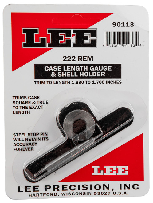 Lee 90113 222 Rem Reloading Accessories Case Length Gauge w/Shell Holder 1 Casing 734307901134