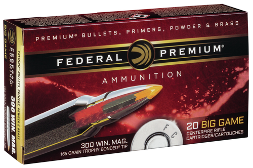 Federal 300 Win Mag Ammunition P300WTT2 165 gr Trophy Bonded Tip 20 Rounds