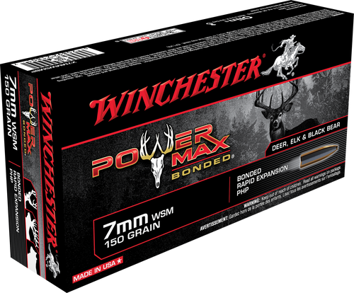 Winchester Ammo X7MMWSMBP Power Max Bonded  7mm WSM 150 GR Protected Hollow Point 20 Bx/ 10 Cs