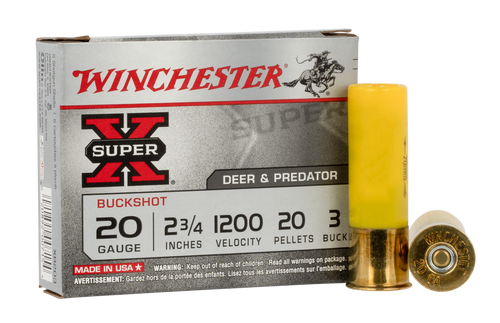 Winchester XB203 20 Gauge Buckshot Shotgun Ammo #3 Buck 2.75" 20 Pellets 5 Rounds Lead 020892007154