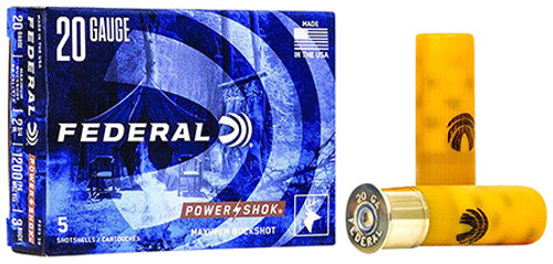 Federal F2033B 20 Gauge Buckshot Shotgun Ammo #3 Buck 2.75" 20 Pellets 5 Rounds Buckshot 029465009830