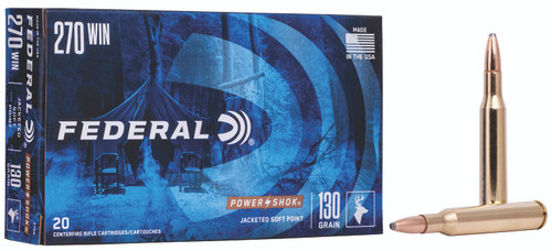 Federal 270 Win Ammunition 270A 130 gr Jacketed Soft Point 20 Rounds