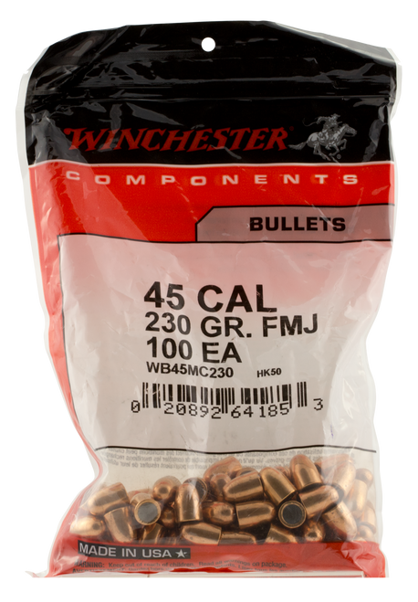 Winchester Ammo WB45MC230 Centerfire Handgun  45 Caliber .451 230 GR Full Metal Jacket (FMJ) 100 Box