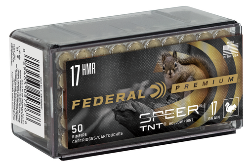 Federal 17 HMR Rimfire Ammunition P770 17 gr Speer TNT Jacketed Hollow Point 50 Rounds