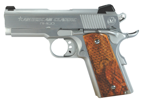 American Classic ACA45C 1911 Amigo 45 ACP Single 3.50 7+1 Hardwood Grip Hard Chrome Slide