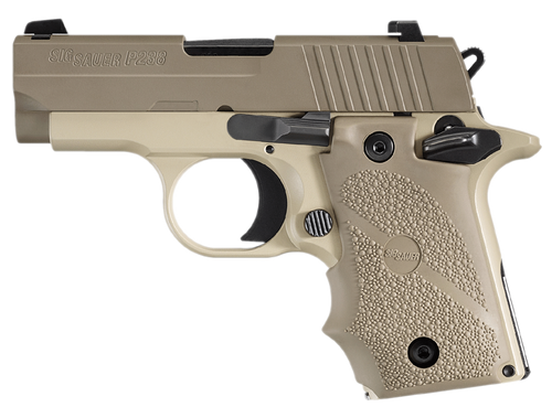 Sig Sauer 238380DES P238 Micro-Compact Desert 380 ACP 2.70 7+1 Desert Tan Cerakote Desert Tan Cerakote Stainless Steel Flat Dark Earth Hogue Wraparound Rubber Grip