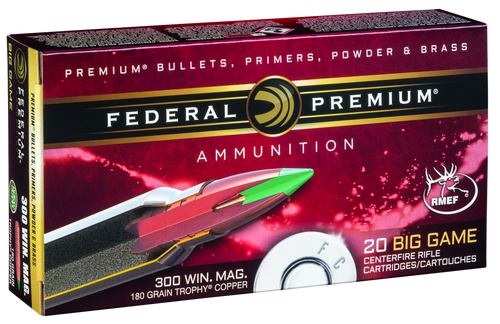 Federal 300 Win Mag Ammunition P300WTC1 180 gr Trophy Copper 20 Rounds