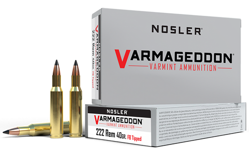 Nosler 222 Rem Ammunition 65135 40 gr Flat Base Tipped 20 Rounds