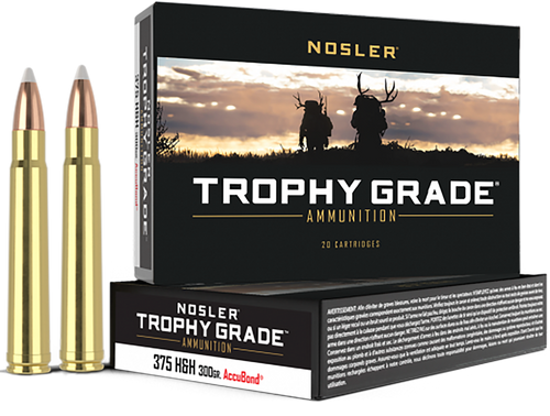 Nosler 375 H&H Mag Ammunition 60070 300 gr Nosler AccuBond 20 Rounds