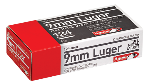 Aguila 9mm Luger Ammunition 1E092110 124 gr Full Metal Jacket 50 Rounds