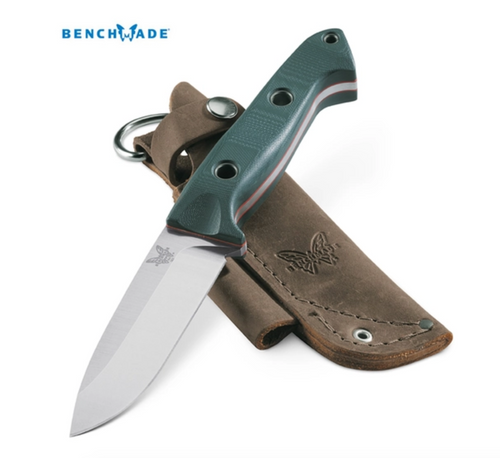 Benchmade 162 Bushcraft - 4.4" Plain Edge CPM-S30V Blade - Green G-10 Handle - Brown Leather Sheath Benchmade 162 Bushcraft - 4.4" Plain Edge CPM-S30V Blade - Green G-10 Handle - Brown Leather Sheath