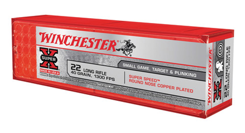 Winchester Ammo -X22LRSS1 Super-X 22 LR 40 gr Super Speed Round Nose Copper Plated 100 rounds