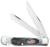 Case 53062 Sod Buster Stars & Stripes 3.70" Folding Skinner Plain Mirror Polished Tru-Sharp SS Blade, Sawcut Jig Gray Bone Handle, American Flag Shield