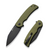 Omniform Flipper Folding Knife 3.65"" Black 9Cr18MoV Drop Point Plain Edge Blade, OD Green G10 Handle