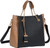 TOTE STYLE PURSE W/ HOLS BLACK & TAN
