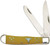 YELLOW HANDLE TRAPPER 2-BLADEABKT CATTLEMANS CUTLERY 3.25" 