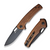 Vesperon Flipper/Thumb Hole Folding Knife 3.35"" Black 9Cr18MoV Drop Point Plain Edge Blade, Guibourtia Wood Handle