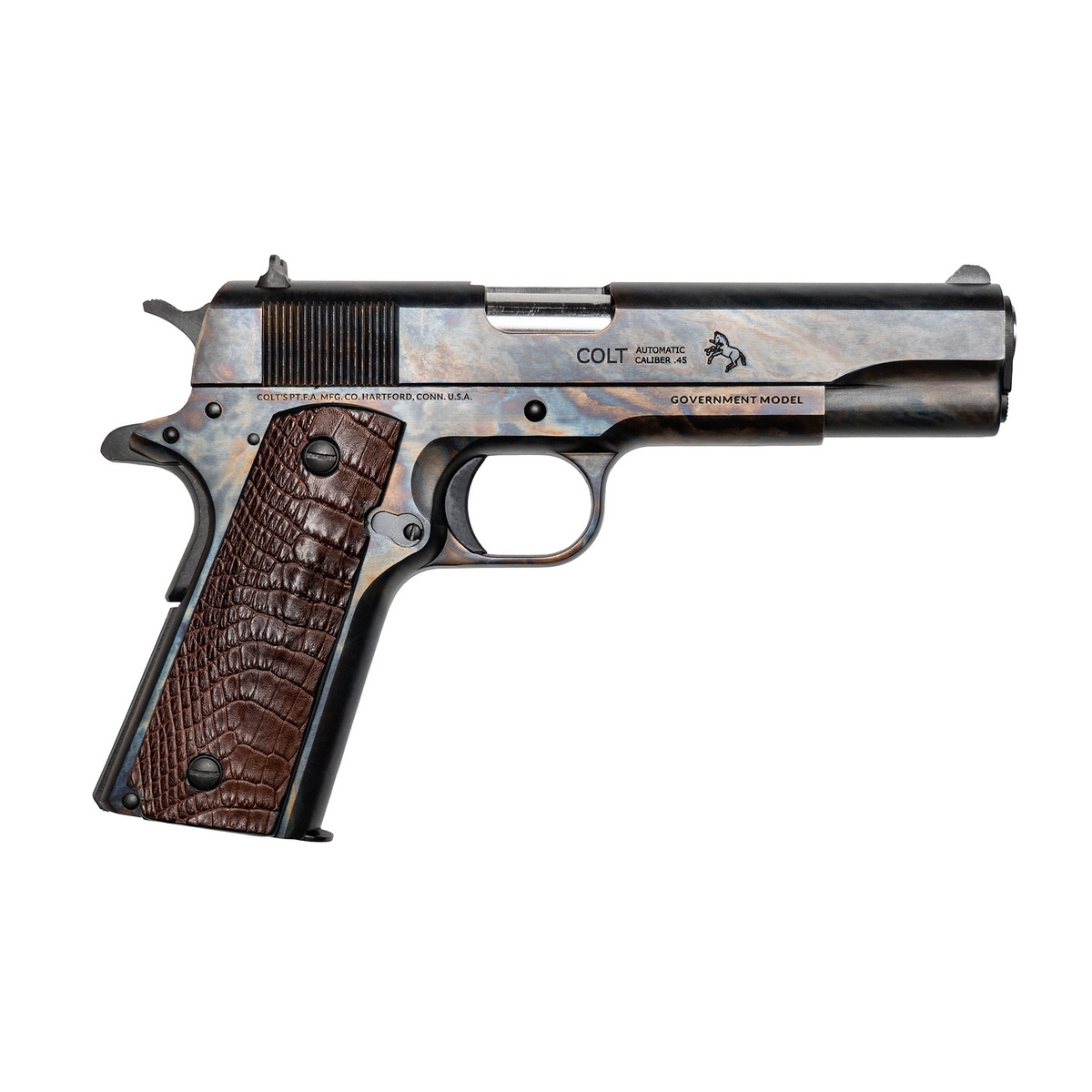 COLT 1911 LINEAGE 45ACP COLOR CASE HARDENED, ALLIGATOR GRIPS, 1 OF