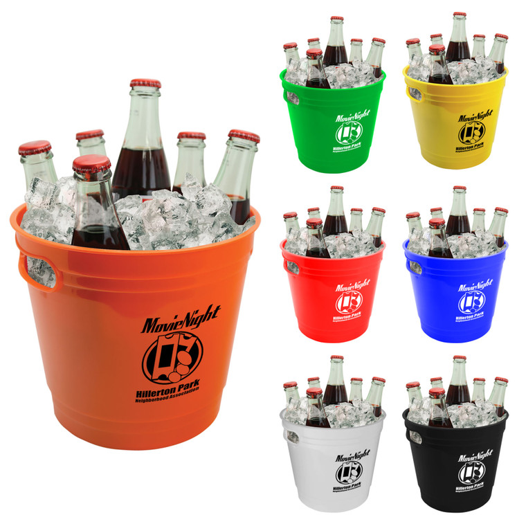 Party Bucket, American-Made Bucket, US-made Bucket, plastic logo bucket, plastic bucket, logo plastic bucket