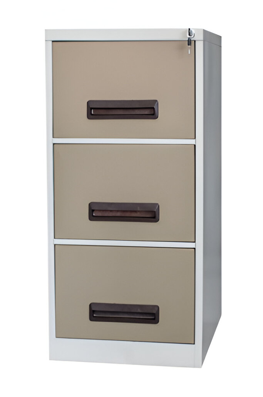 3 Drawer Steel Filing Cabinet (Drawers Closed - Ivory Karoo)